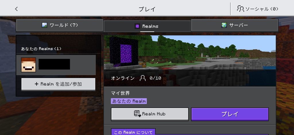 Minecraftのメニューとキャラクター表示が元に戻った画面